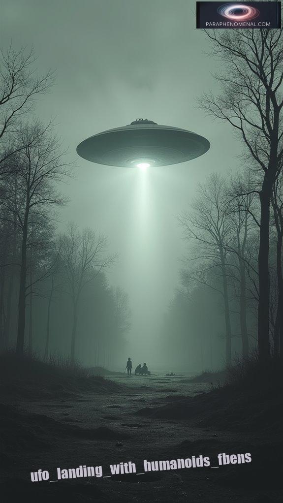 ufo landing with humanoids